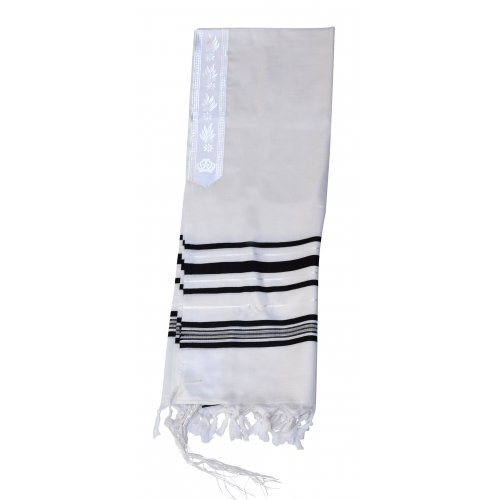 Light Weight Non Slip Gilboa Tallit 100% Wool by Talitnia - Black Stripes