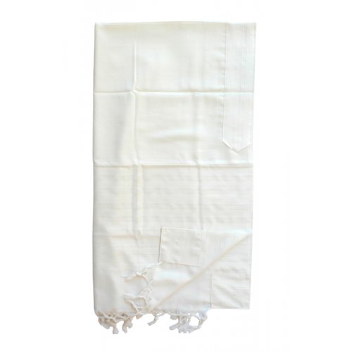 Malchut Non Slip Tallit Wool Prayer Shawl by Talitnia - White Stripes