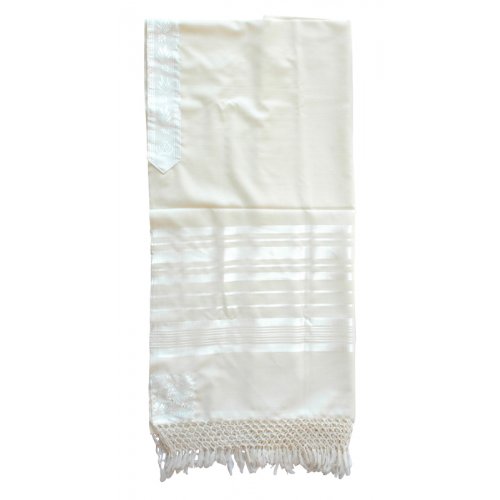 Sephardic Wool Tallit with Net Fringe by Talitnia