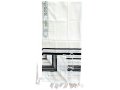 Traditional Tallit 100% Wool with Black and Silver Stripes by Talitnia