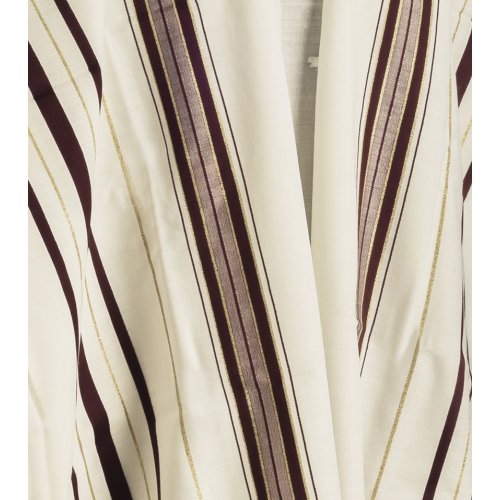 Traditional Tallit 100% Wool with Maroon and Gold Stripes by Talitnia