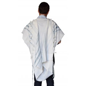 Light Weight Non Slip Gilboa Tallit 100% Wool by Talitnia - Light Blue Strips