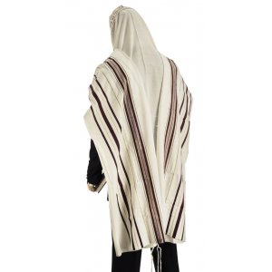 Traditional Tallit 100% Wool with Maroon and Gold Stripes by Talitnia