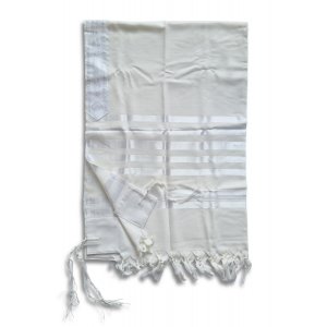 Non Slip Barak Tallit 100% Wool by Talitnia - White Stripes