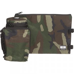 Set, Insulated Tefillin Holder and Weatherproof Tallit Bag - Green and Brown Camouflage