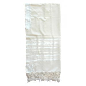 Sephardic Wool Tallit with Net Fringe by Talitnia