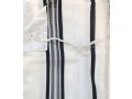 Acrylic Non-Slip Tallit, Textured Checkerboard Weave - Black and Silver Stripes