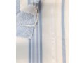 Acrylic Non-Slip Tallit, Textured Checkerboard Weave - Sky Blue and Silver Stripes