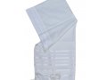 Acrylic Non-Slip Tallit, Textured Checkerboard Weave - White on White Stripes