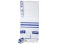 Acrylic Tallit (imitation Wool) Prayer Shawl with Blue and Silver Stripes by Talitnia