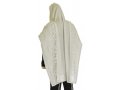 Acrylic Tallit (imitation Wool) Prayer Shawl with White and Silver Stripes by Talitnia