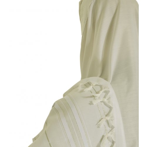 Acrylic Tallit (imitation Wool) Prayer Shawl with White and Silver Stripes by Talitnia