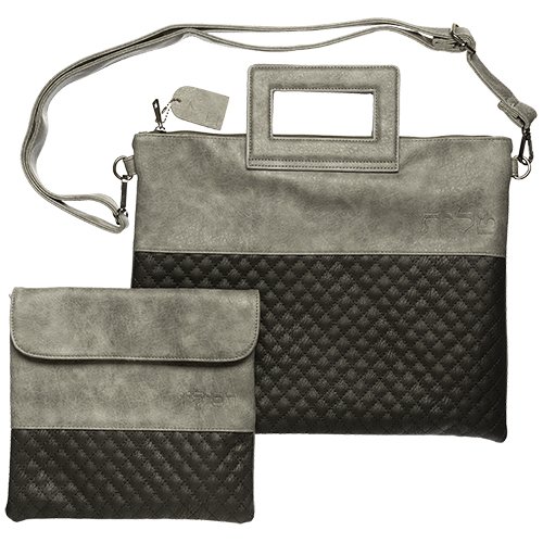Faux Leather Tallit & Tefillin Bags and Strap - Dark and Light Gray