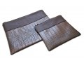 Faux Leather Tallit and Tefillin Bag Set with Crocodile Design  Chocolate Brown