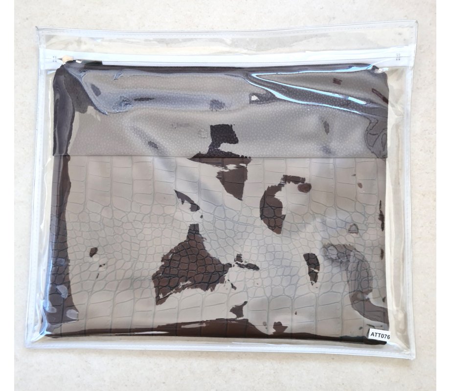 Faux Leather Tallit and Tefillin Bag Set with Crocodile Design – Chocolate Brown