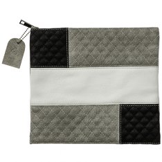Faux Leather Tefillin Bag in Shades of Brown and Off White Stripes