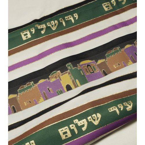 Green Shades Jerusalem Tallit Prayer Shawl by Talitania