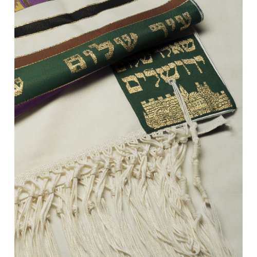 Green Shades Jerusalem Tallit Prayer Shawl by Talitania