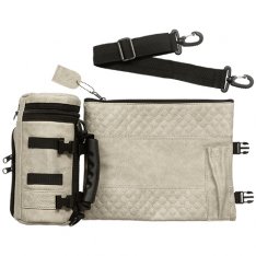 Insulated Tefillin Holder and Weatherproof Tallit Bag - Light Gray Faux Leather