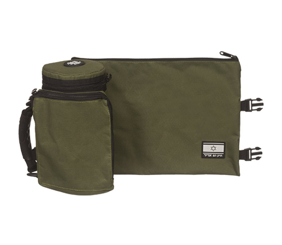 Insulated Weatherproof Tallit and Tefillin Bags – Olive Green