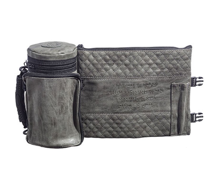 Insulated Weatherproof Tallit and Tefillin Bags with Aaronic Prayer – Gray