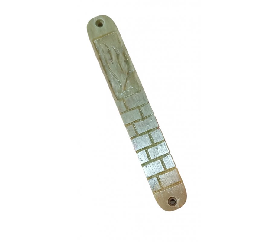 Jerusalem Stone Flat Mezuzah Case, Set of Four with Western Wall - 5.9