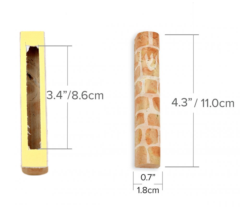 Jerusalem Stone Mezuzah Case with Western Wall Image, Brown and White - 4.3