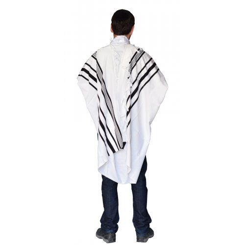 Light Weight Non Slip Gilboa Tallit 100% Wool by Talitnia - Black Stripes