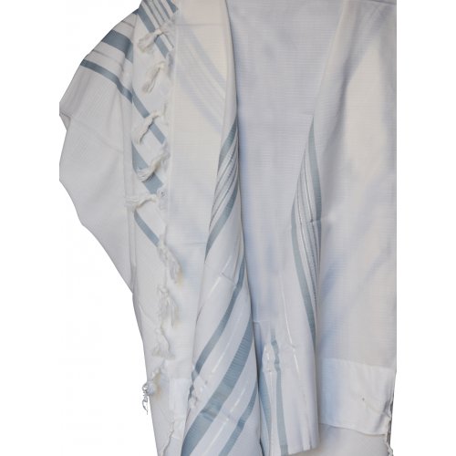 Light Weight Non Slip Gilboa Tallit 100% Wool by Talitnia - Light Blue Strips