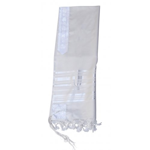 Light Weight Non Slip Gilboa Tallit 100% Wool by Talitnia - White Stripes