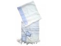 Noam Acrylic Non-Slip Lightweight Tallit Prayer Shawl - Silver and Light Blue Stripes