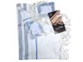 Noam Acrylic Tallit Prayer Shawl  Light Blue and Silver Stripes