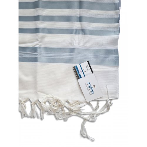 Non Slip Barak Tallit 100% Wool by Talitnia - Light Blue Stripes