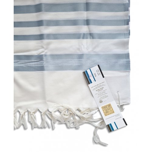 Non Slip Barak Tallit 100% Wool by Talitnia - Light Blue Stripes