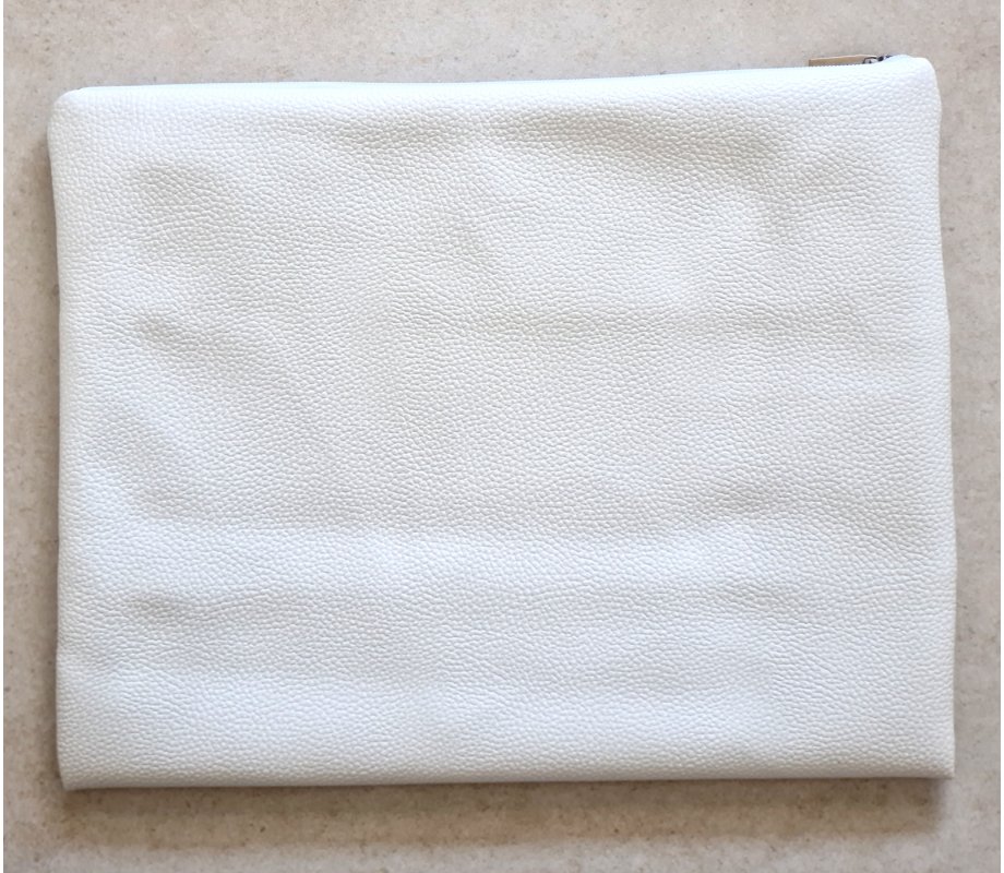 Tallit and Tefillin Bag Set, Off-White Faux Leather – Silver Embroidered Prayer