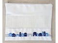 Tallit and Tefillin Bag Set in White Faux Leather, Embroidered  Jerusalem Images