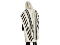 Traditional Tallit 100% Wool with Black and White Stripes by Talitnia