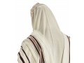 Traditional Tallit 100% Wool with Maroon and Gold Stripes by Talitnia
