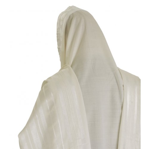 Traditional Tallit 100% Wool with White Stripes by Talitnia