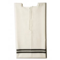 Wool Tallit Katan Kosher with Black Lines Without Center Fringes by Talitnia