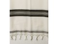 Wool Tallit Katan Kosher with Black Stripes by Talitnia